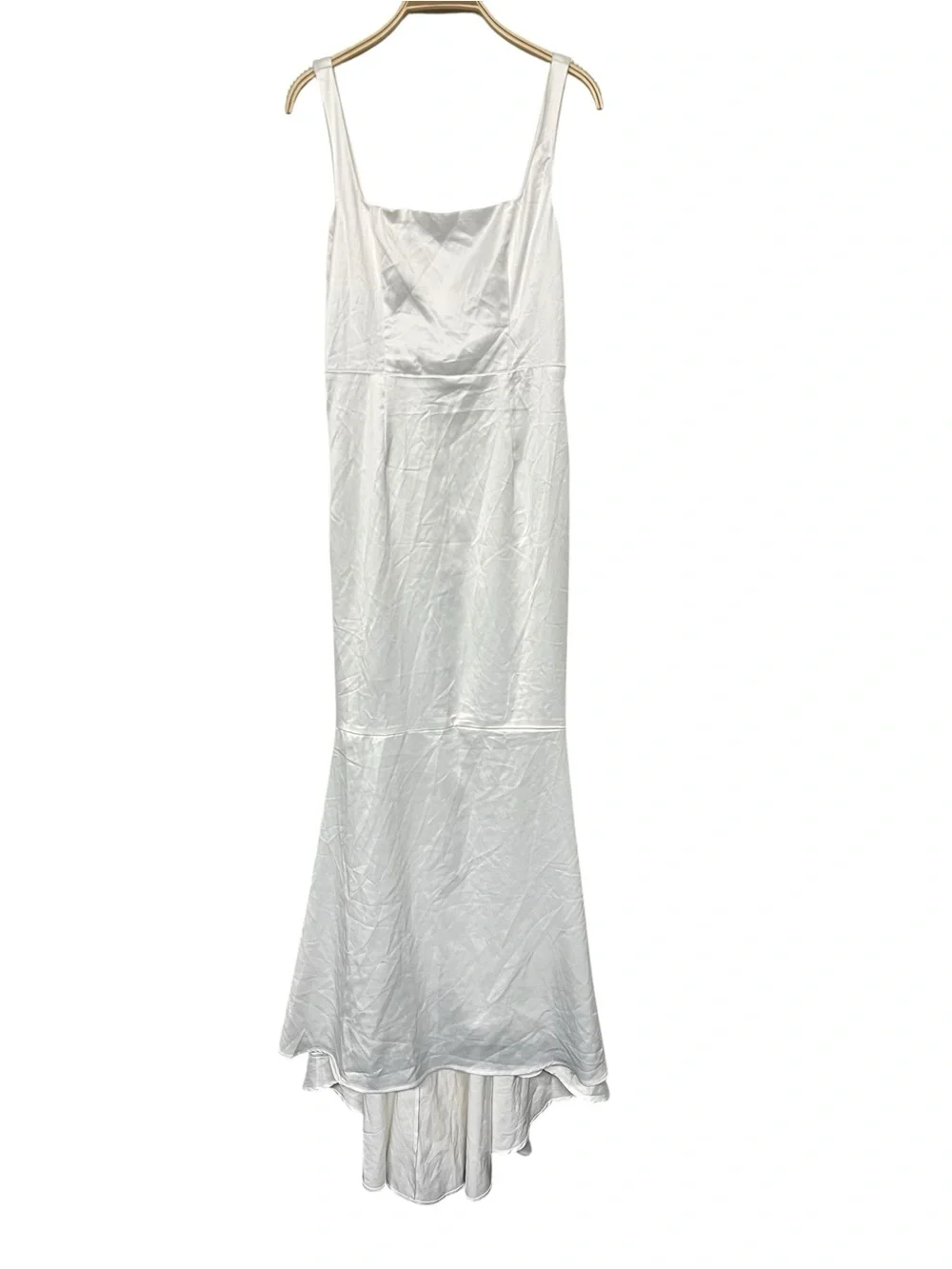 New Lulus Loveliness White Satin Backless Mermaid Gown Maxi Dress